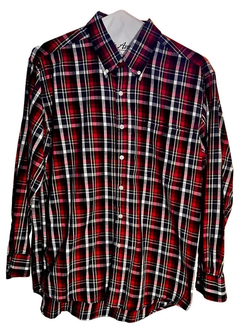 Shirt Men’s Red Plaid Size XL by Barry Bricken Long Sleeve